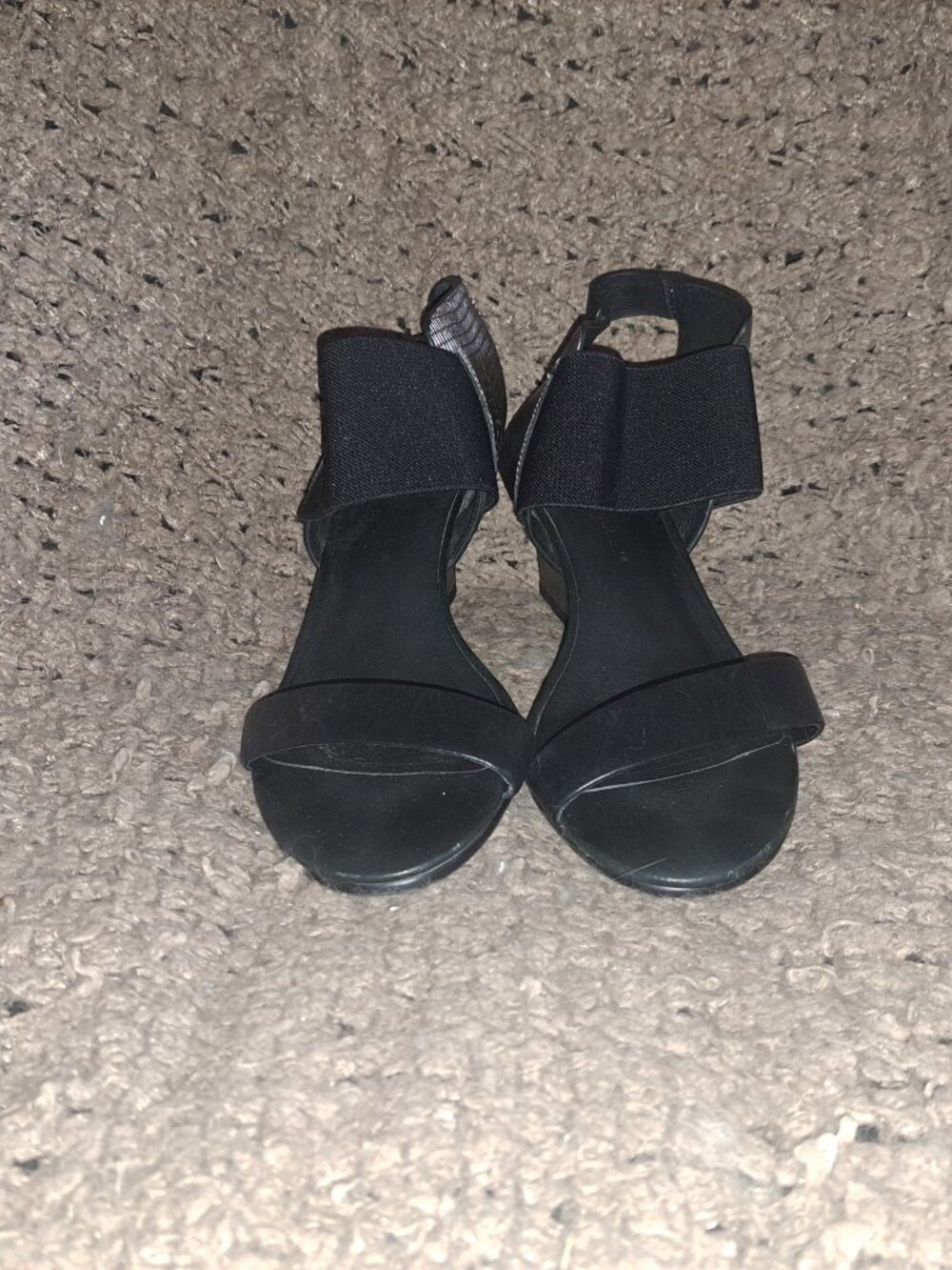 UNITED NUDE-Raila Mid-Black/Silver Metallic-Elastic Band Heels-Sz 38-Excellent - Picture 3 of 7